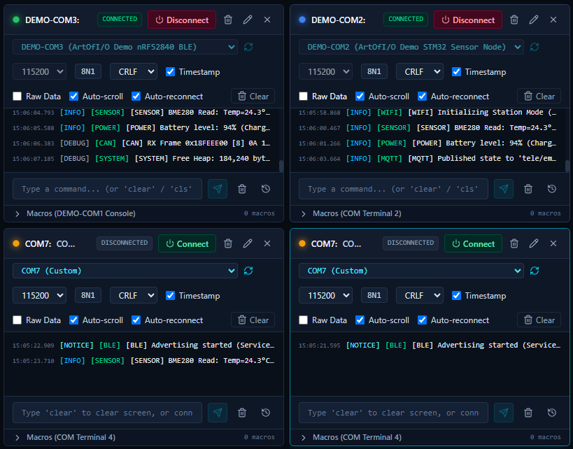 EmbTerm Multiple Terminals Workspace